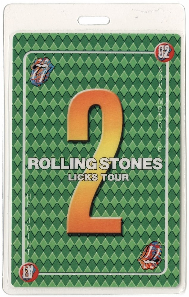 Rolling Stones 2002 Laminate Backstage Pass Licks Tour Joint Las Vegas
