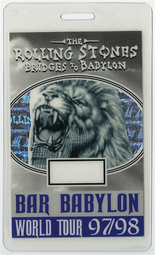 Rolling Stones 1997 Bridges to Babylon cConcert Tour Laminated Backstage Pass