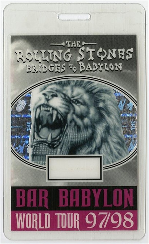 Rolling Stones 1997 Laminated Backstage Pass Bridges to Babylon Tour
