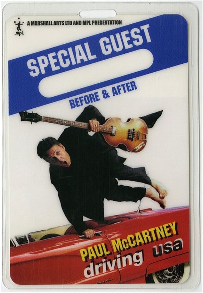 Paul McCartney 2002 Laminated Backstage Pass Driving USA Tour Beatles