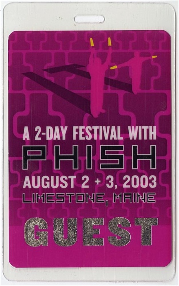 Phish 2003 20th Anniversary Concert Tour Laminated Backstage Pass Limestone