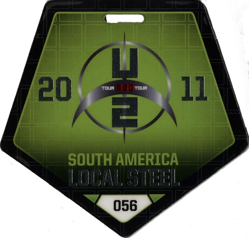 U2 2011 360 Degrees Concert Tour crew Laminated Backstage Pass South America