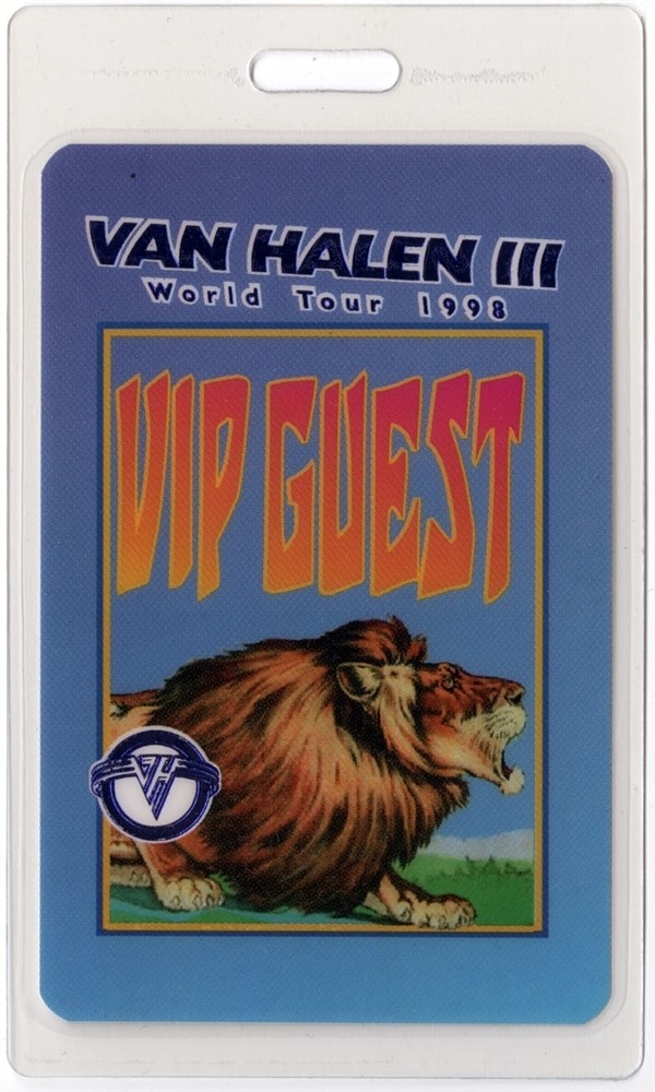 Van Halen 1998 III Concert Tour VIP Guest Laminated Backstage Pass