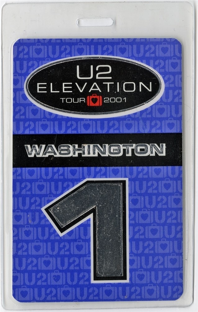 U2 2001 Elevation Concert Tour Foil Laminated Backstage Pass - Washington 1