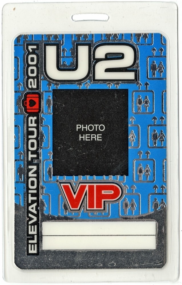 U2 2001 Elevation Concert Tour VIP Foil Laminated Backstage Pass