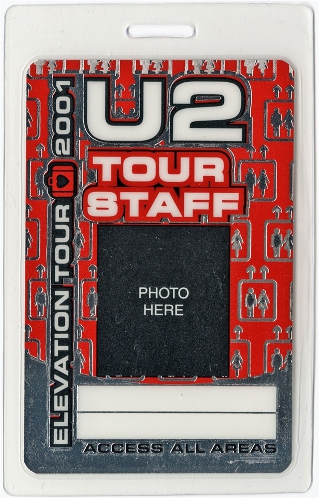 U2 2001 Elevation Concert Tour Foil Tour Staff Laminated Backstage Pass