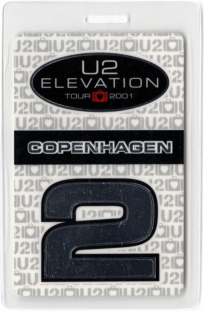 U2 2001 Elevation Concert Tour Foil Laminated Backstage Pass - Copenhagen 2