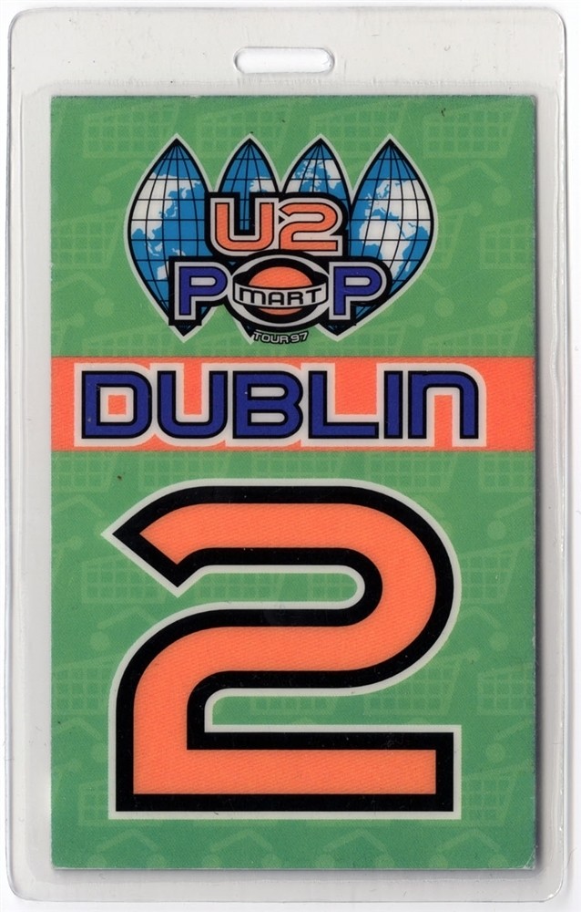 U2 1997 Popmart Concert Tour Dublin 2 Laminated Backstage Pass