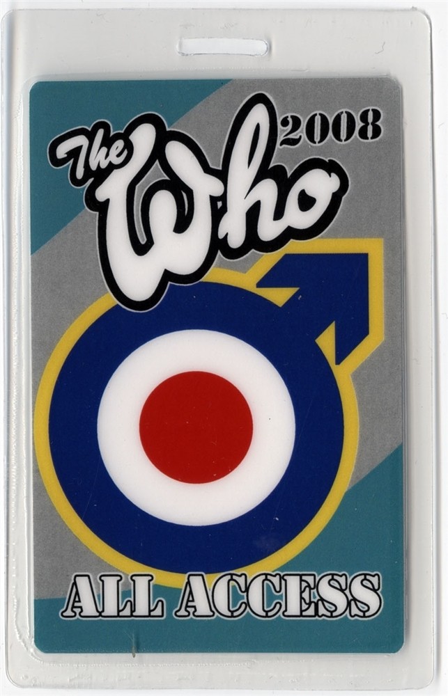 The Who 2008 Concert Tour All Access Laminated Backstage Pass