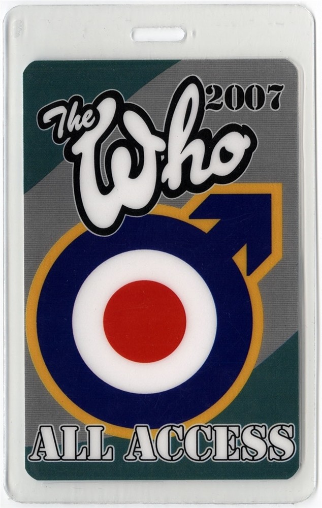 The Who 2007 Tour Laminate Backstage Pass Pete Townshend Roger Daltrey