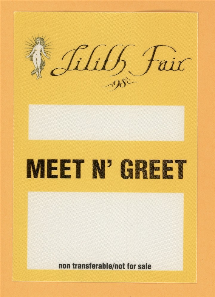 Sarah McLachlan 1998 Lilith Fair Concert Tour MEET N GREET Backstage Pass