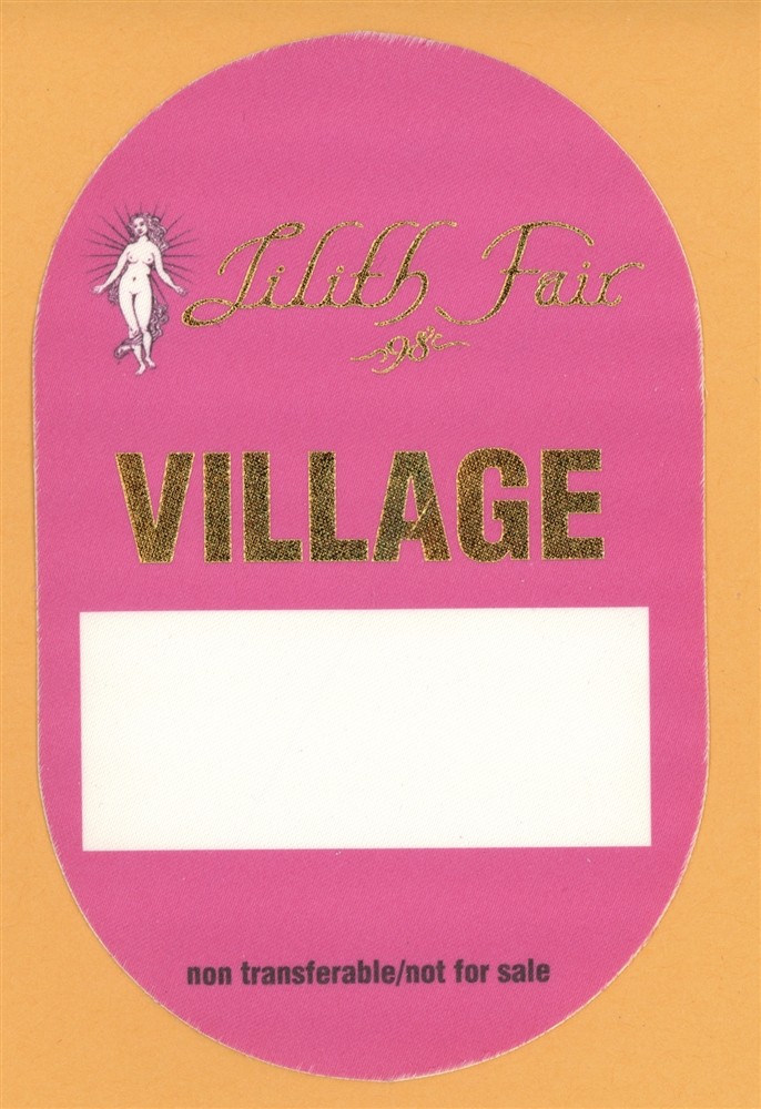 Sarah McLachlan 1998 Lilith Fair Concert Tour VILLAGE Backstage Pass