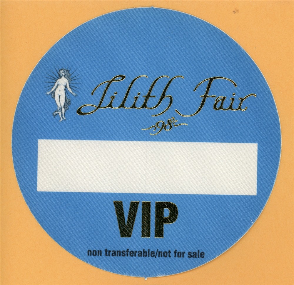 Sarah McLachlan 1998 Lilith Fair Concert Tour VIP Backstage Pass