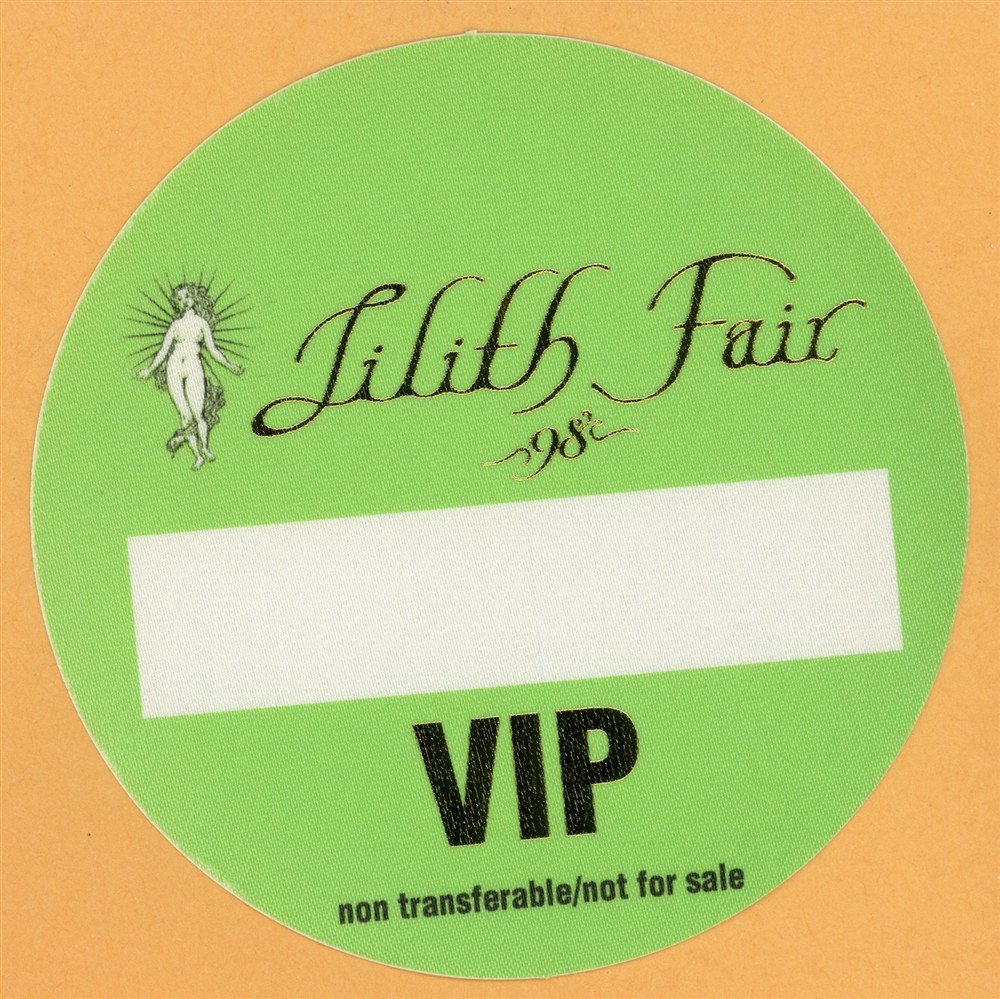 Sarah McLachlan 1998 Lilith Fair Concert Tour VIP Backstage Pass