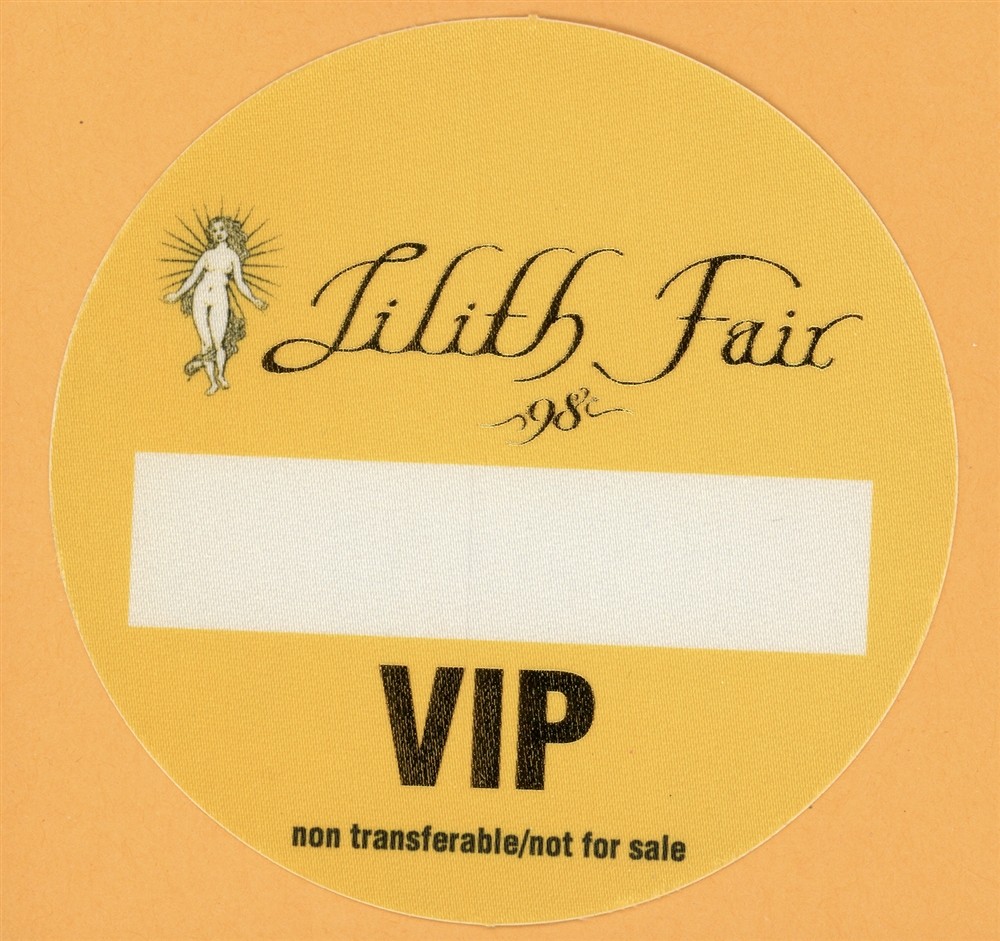Sarah McLachlan 1998 Lilith Fair Concert Tour VIP Backstage Pass