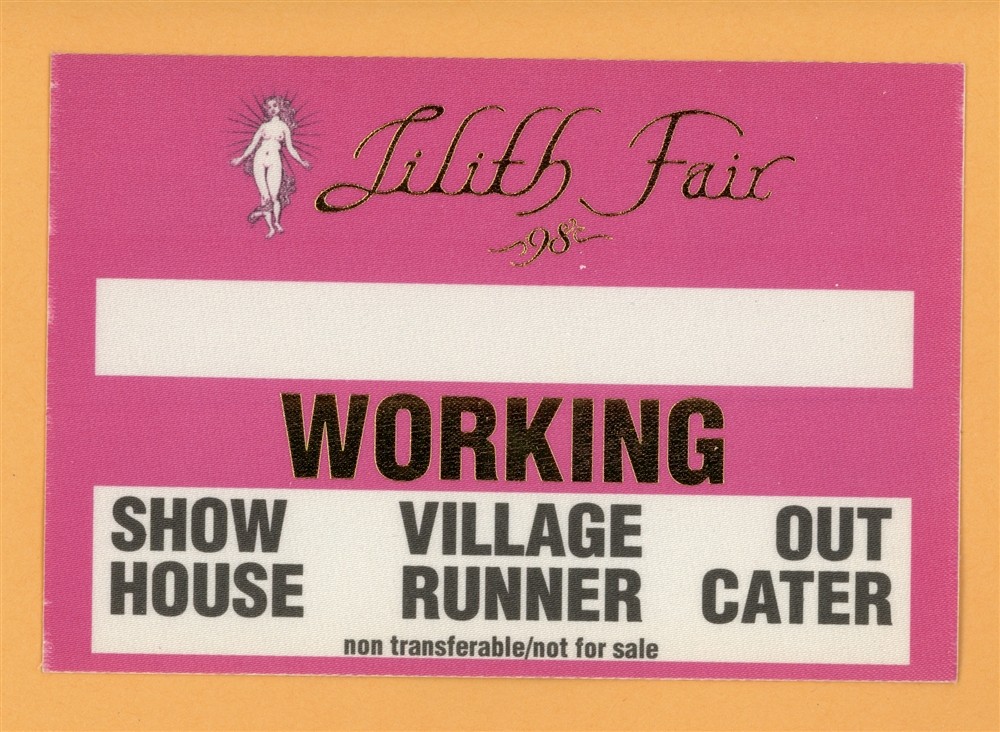 Sarah McLachlan 1998 Lilith Fair Concert Tour WORKING Backstage Pass