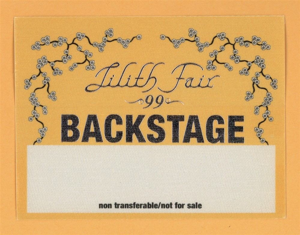 Sarah McLachlan 1999 Lilith Fair Concert Tour Backstage Pass