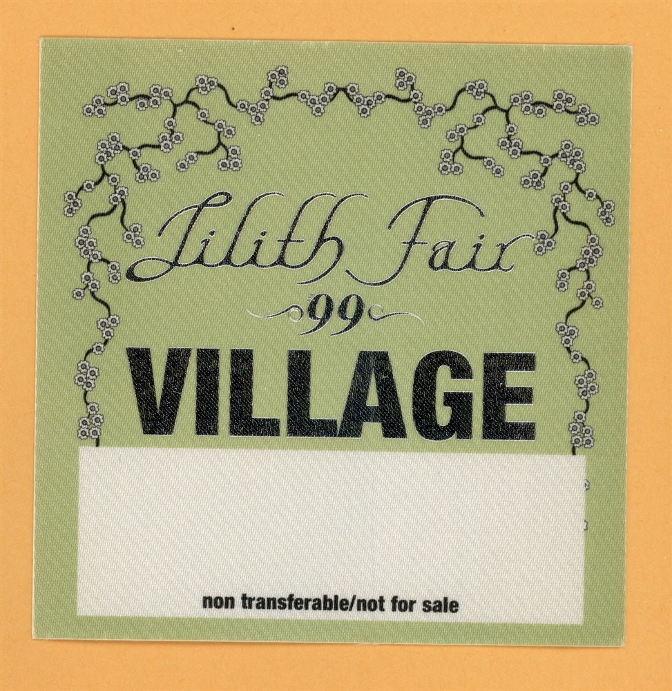 Sarah McLachlan 1999 Lilith Fair Concert Tour VILLAGE Backstage Pass
