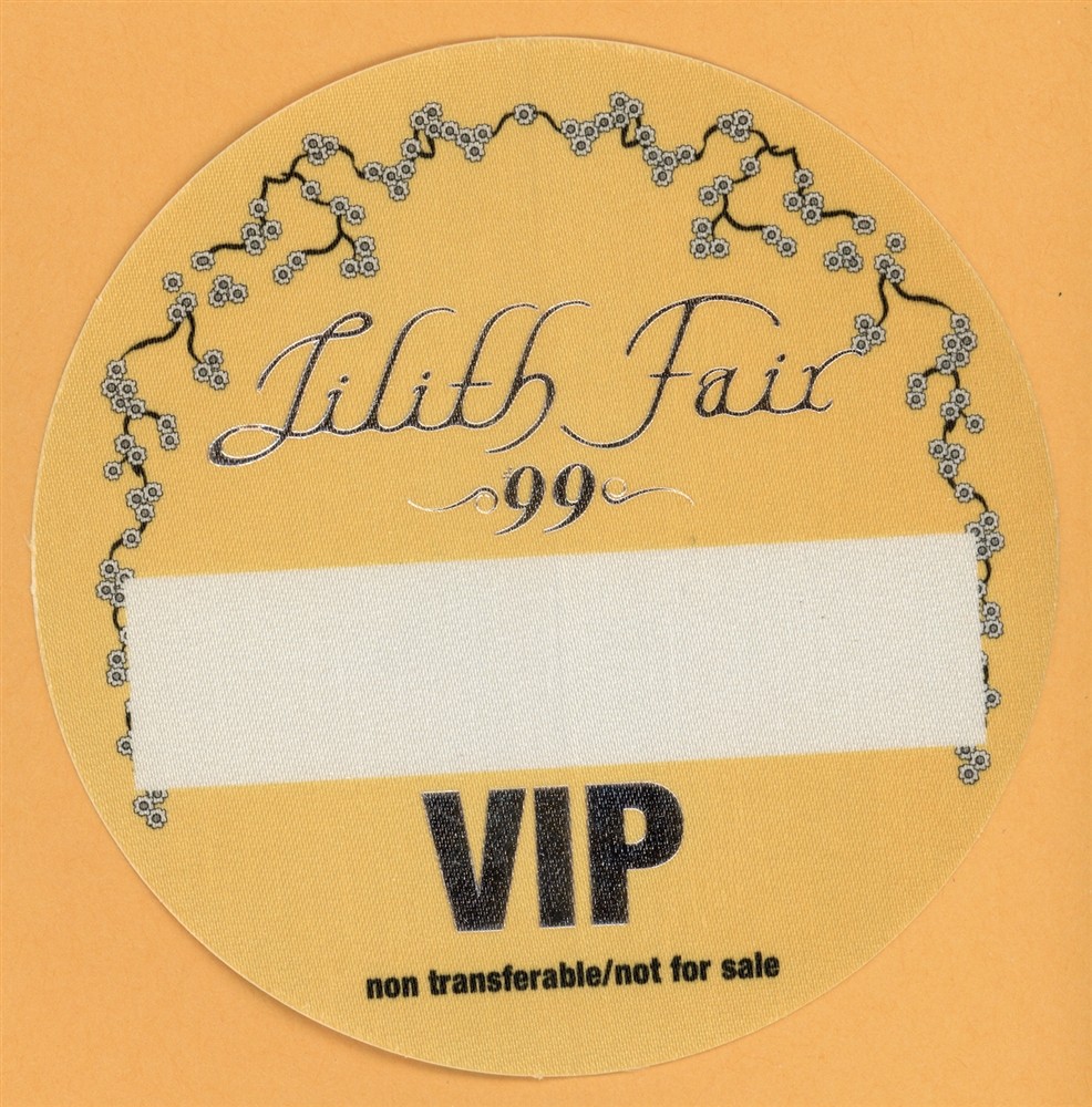 Sarah McLachlan 1999 Lilith Fair Concert Tour VIP Backstage Pass