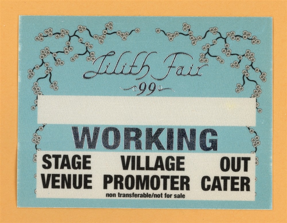 Sarah McLachlan 1999 Lilith Fair Concert Tour WORKING Backstage Pass