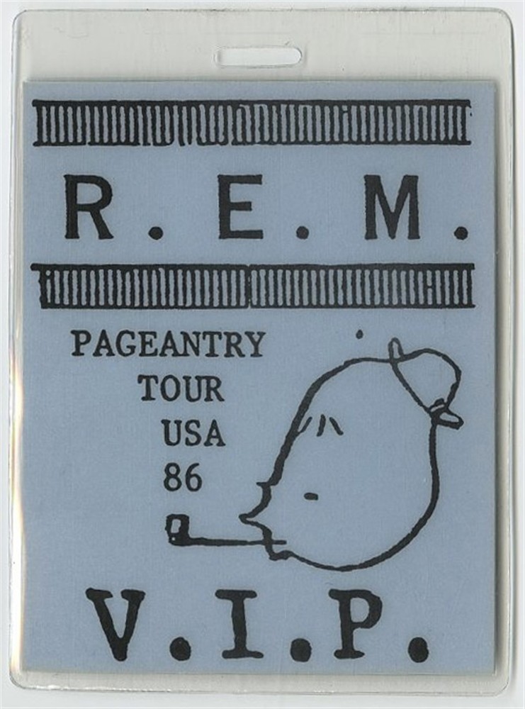 REM 1986 Concert Laminated Backstage Pass Pageantry Tour Vintage