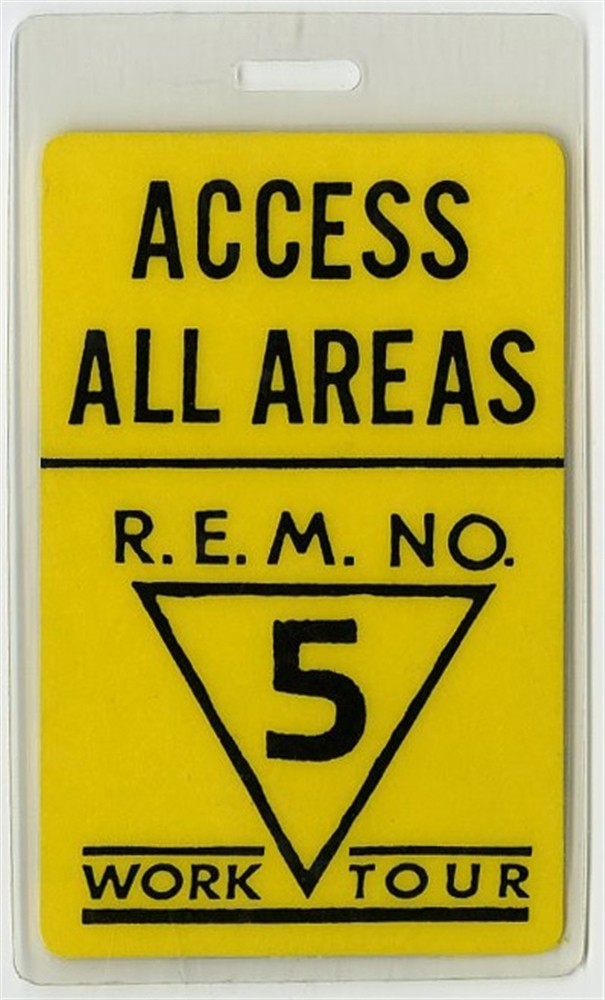 REM 1987 Concert Laminated Backstage Work Tour Vintage AA