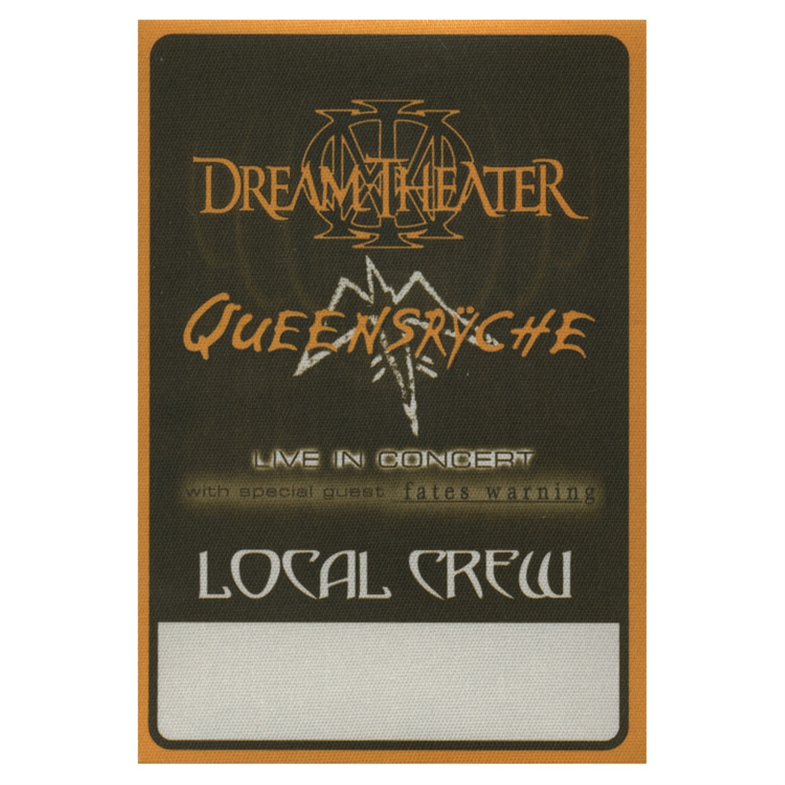 Queensryche 2003 Tribe Concert Tour w/ Dream Theater Local Crew Backstage Pass