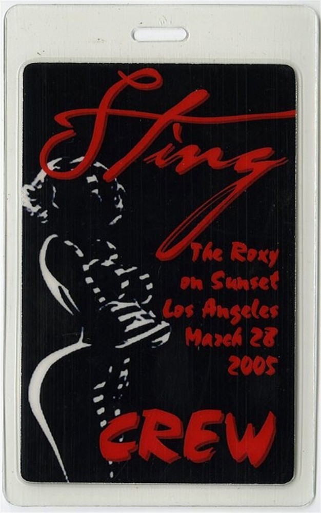 Sting 2005 Laminated Backstage Pass Sacred Love Tour Police Roxy