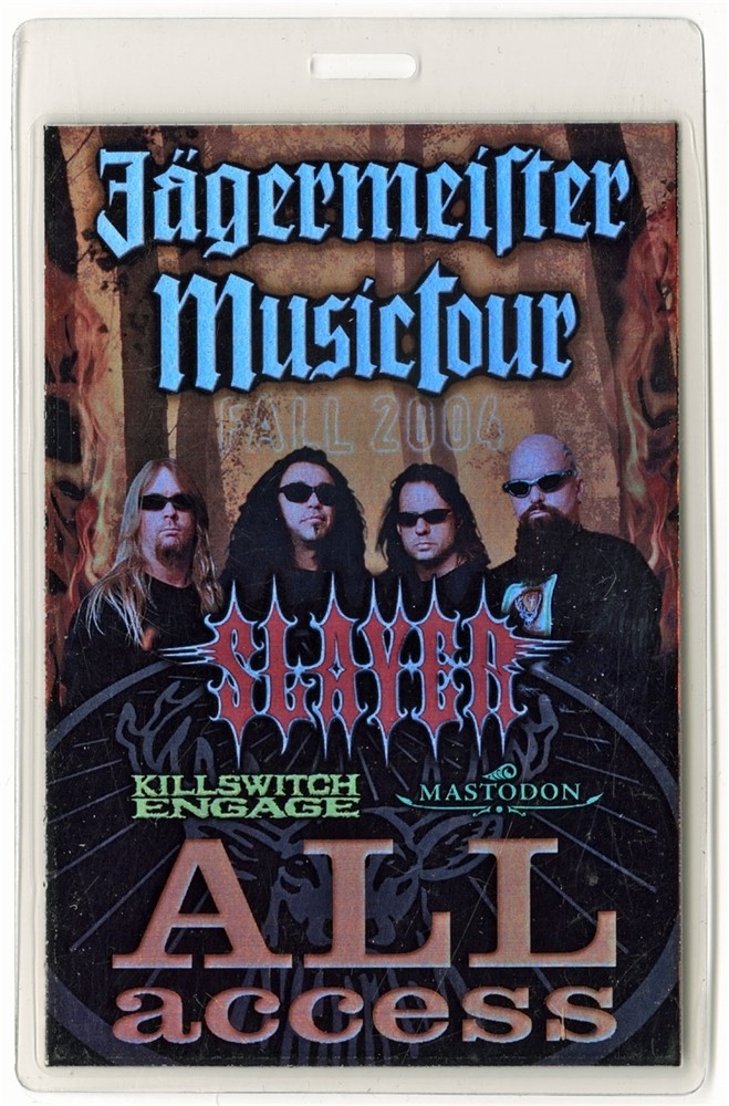 Slayer 2004 Jagermeister Tour w/ Killswitch Engage Laminated Backstage Pass