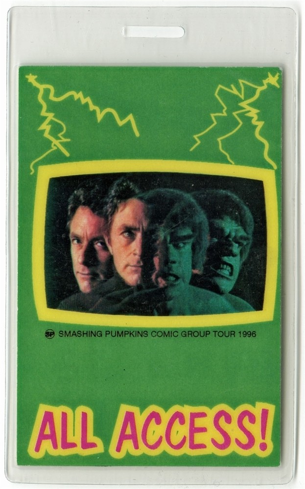 Smashing Pumpkins 1996 Mellon Collie Tour Laminated Backstage Pass Marvel HULK
