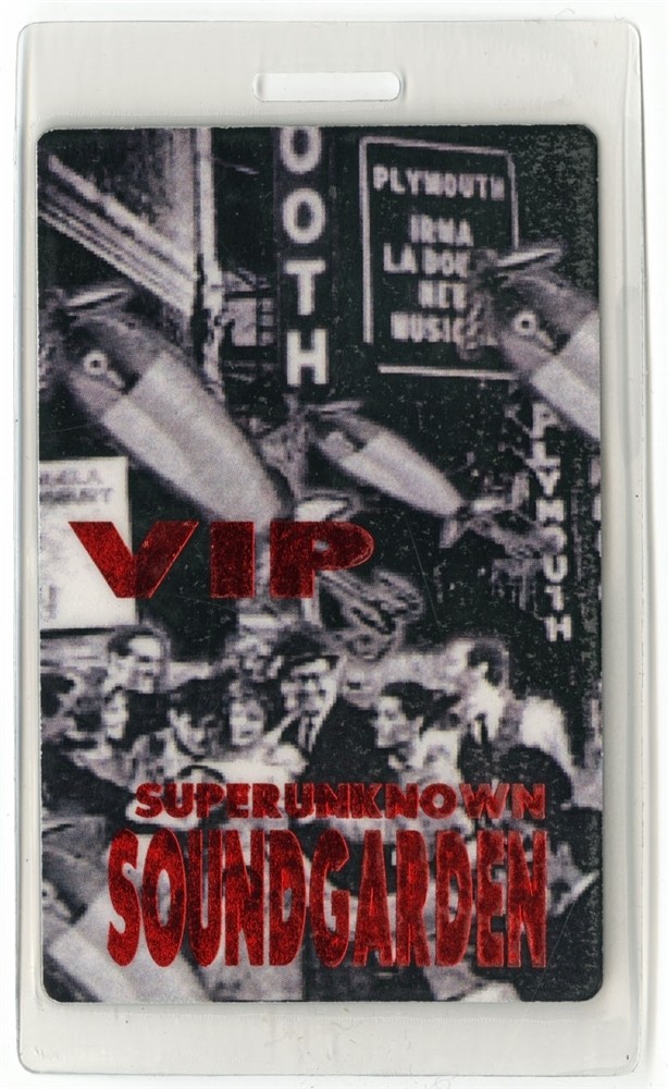 Soundgarden 1994 Superunknown Tour red Foil VIP Laminated Backstage Pass