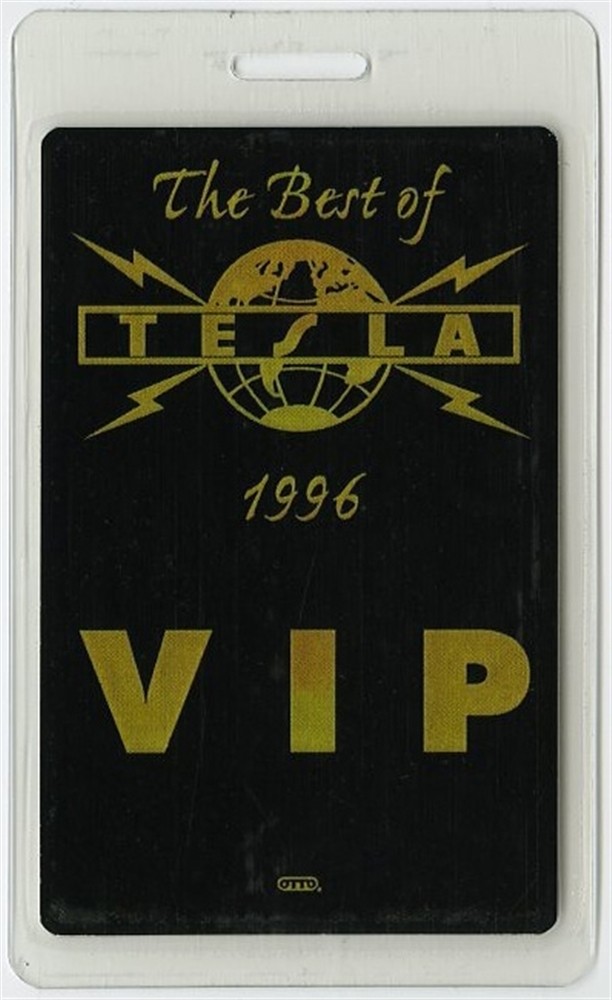 Tesla 1996 Concert Tour Laminated Backstage Pass VIP