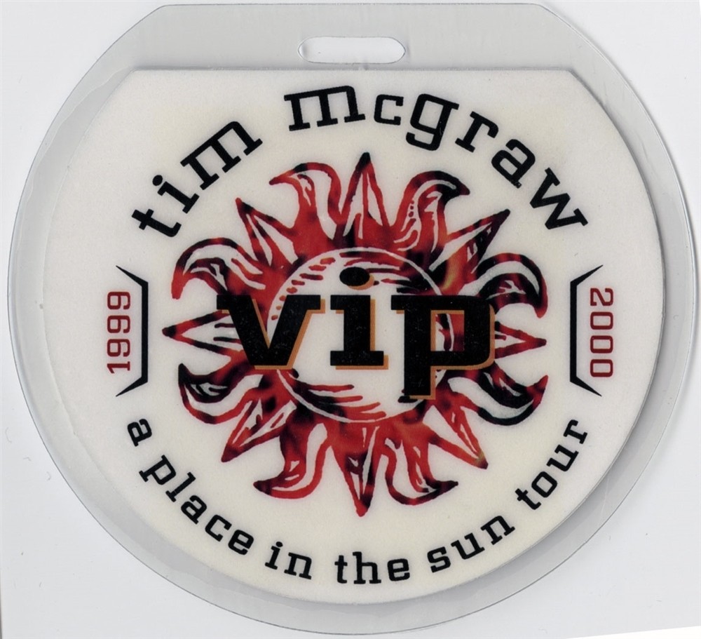 Tim McGraw 1999 A Place in the Sun Concert Tour VIP Laminate Backstage Pass
