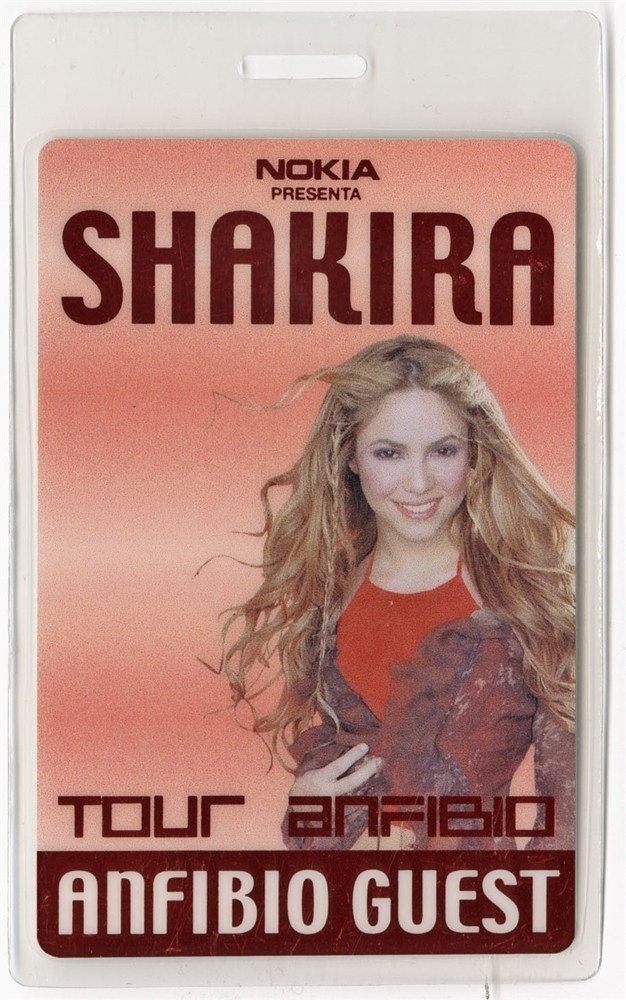 Shakira 2000 Anfibio Concert Tour Guest Foil Laminated Backstage Pass