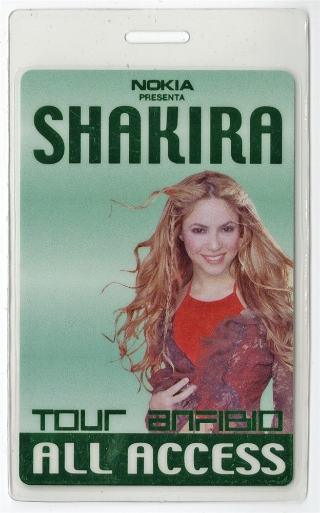 Shakira 2000 Anfibio Concert Tour All Access Foil Laminated Backstage Pass