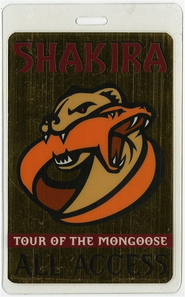 Shakira 2002 Mongoose Concert Tour All Access Foil Laminated Backstage Pass