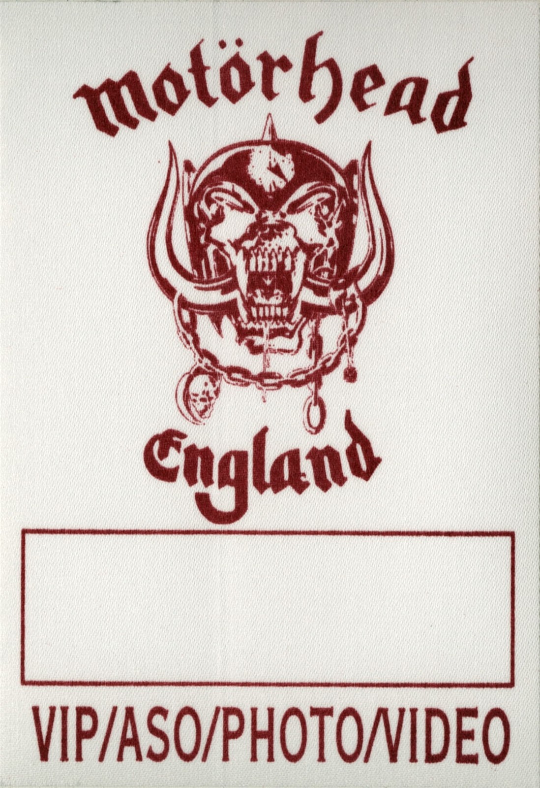 Motorhead 2000 We Are Motörhead Concert Tour VIP Backstage Pass