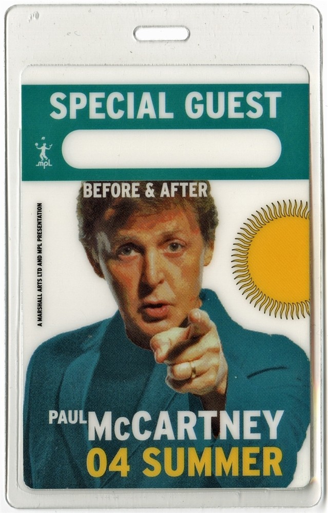 Paul McCartney 2004 Concert Tour Guest Laminated Backstage Pass