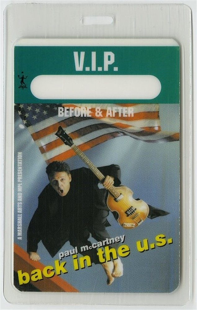 Paul McCartney 2002 Concert Laminated Backstage Pass USA Tour Beatles