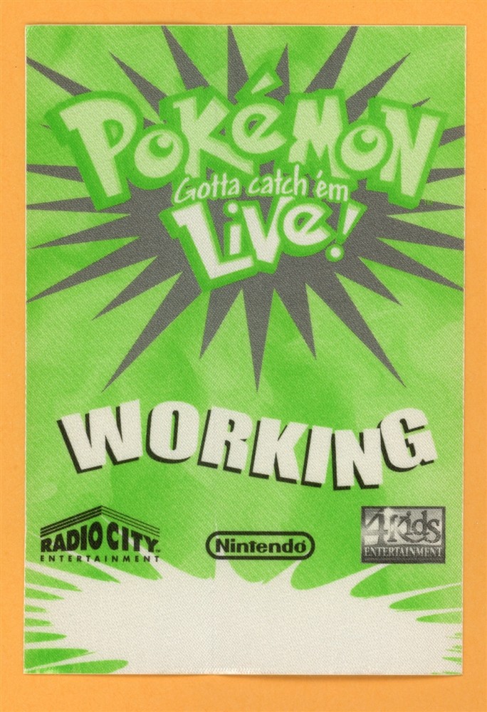 Pokémon Gotta Catch 'em Live Concert Tour WORKING Backstage Pass Green