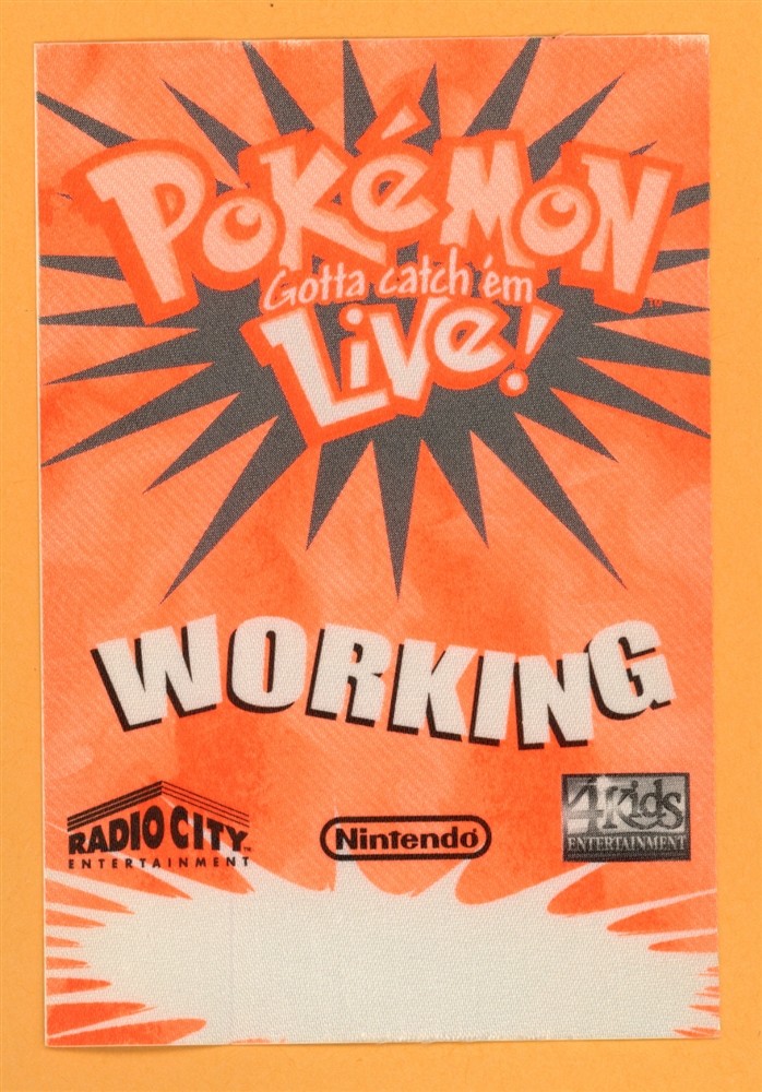 Pokémon Gotta Catch 'em Live Concert Tour WORKING Backstage Pass Orange