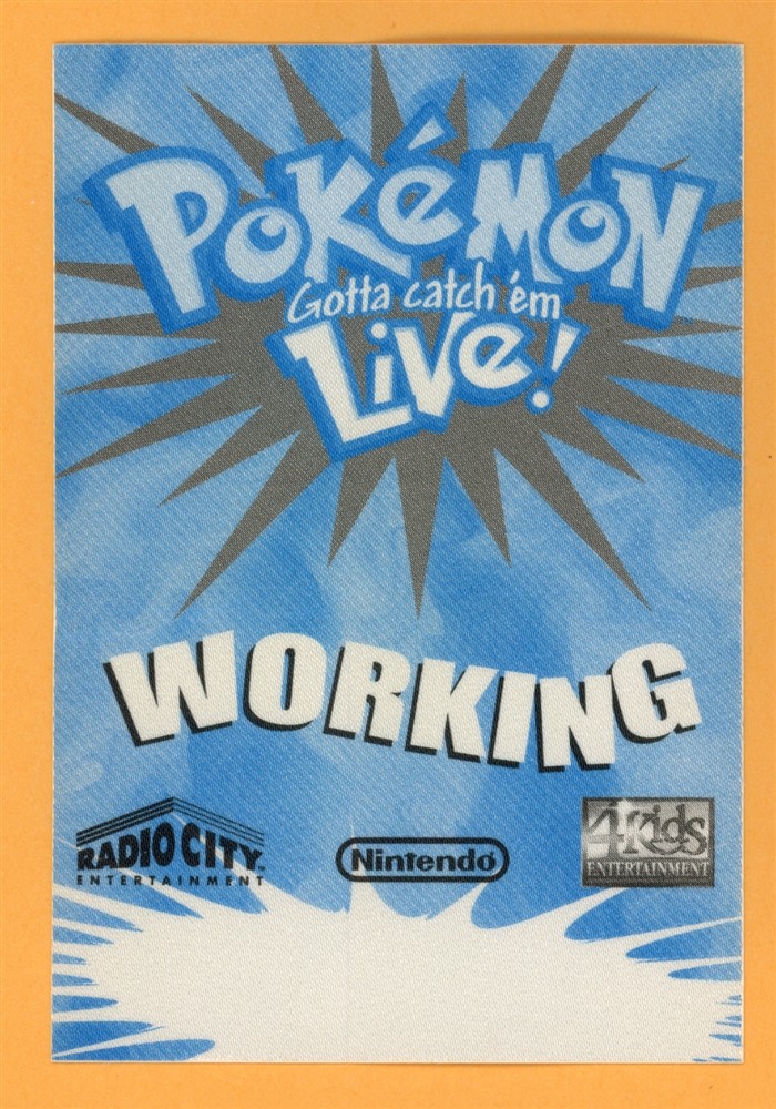 Pokémon Gotta Catch 'em Live Concert Tour WORKING Backstage Pass Blue