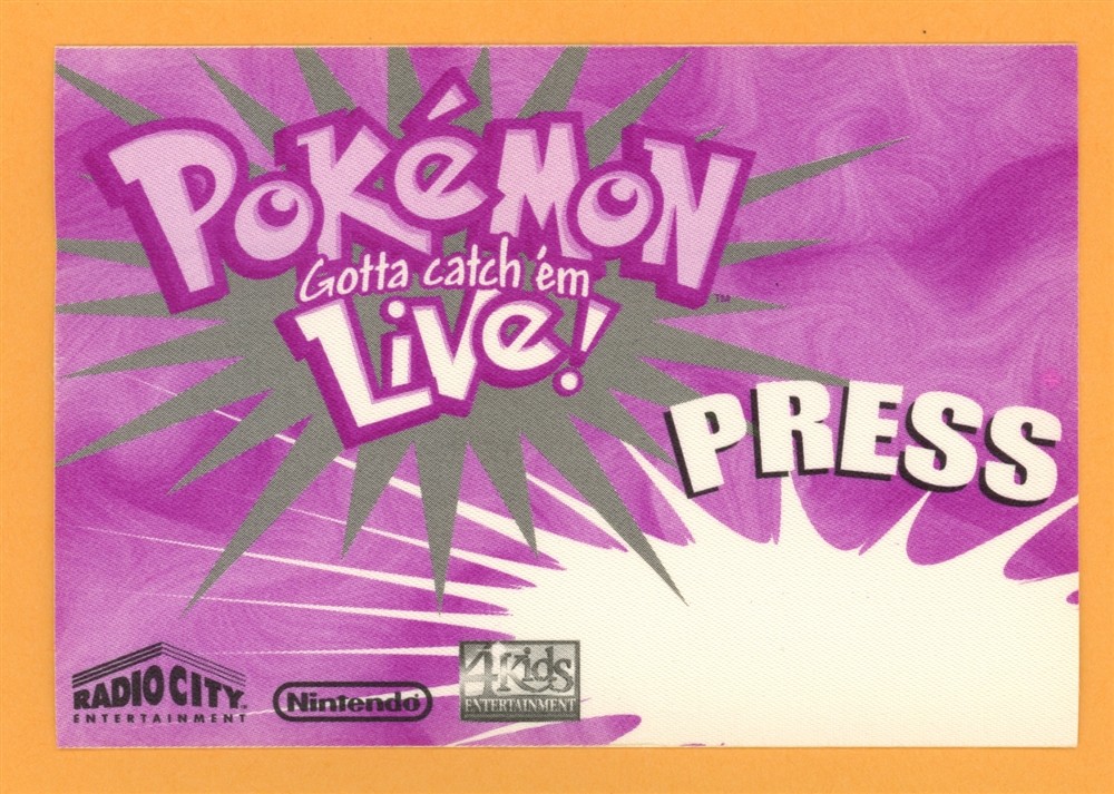 Pokémon Gotta Catch 'em Live Concert Tour PRESS Backstage Pass Purple