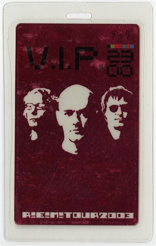 REM 2003 Concert Laminated Backstage Pass In Time Tour VIP