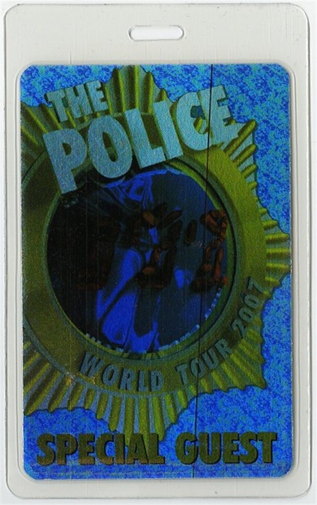 The Police 2007 Reunion Concert Tour Guest Foil Laminated Backstage Pass