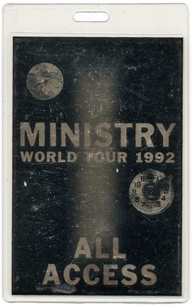 Ministry 1992 Concert Tour All Access Foil Laminated Backstage Pass