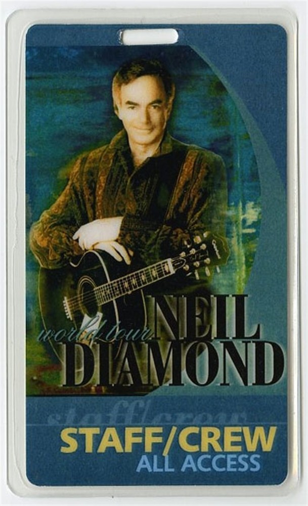 Neil Diamond Concert Tour All Access Laminated Backstage Pass