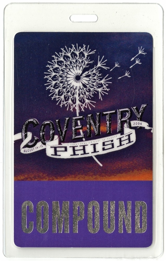 Phish 2004 Undermind Concert Tour Coventry purple Laminated Backstage Pass