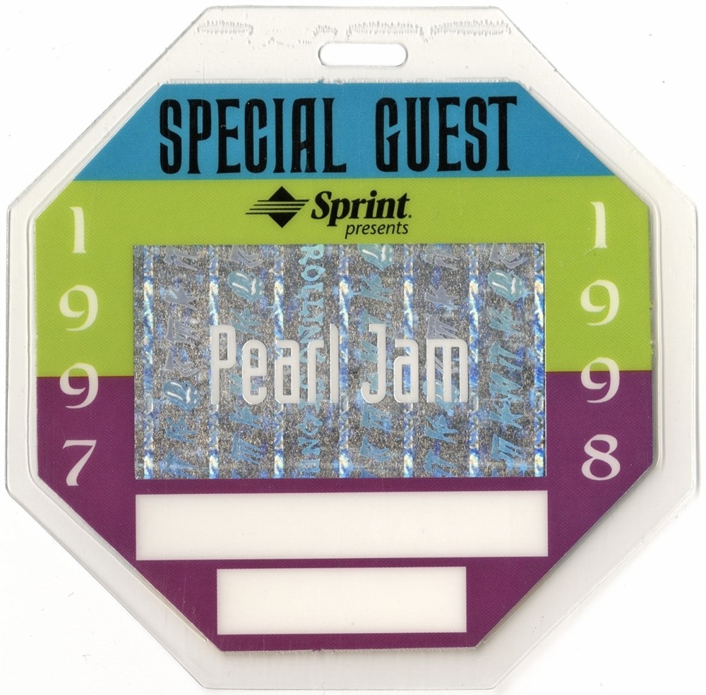 Rolling Stones 1997 Bridges to Babylon w/ Pearl Jam Laminated Backstage Pass