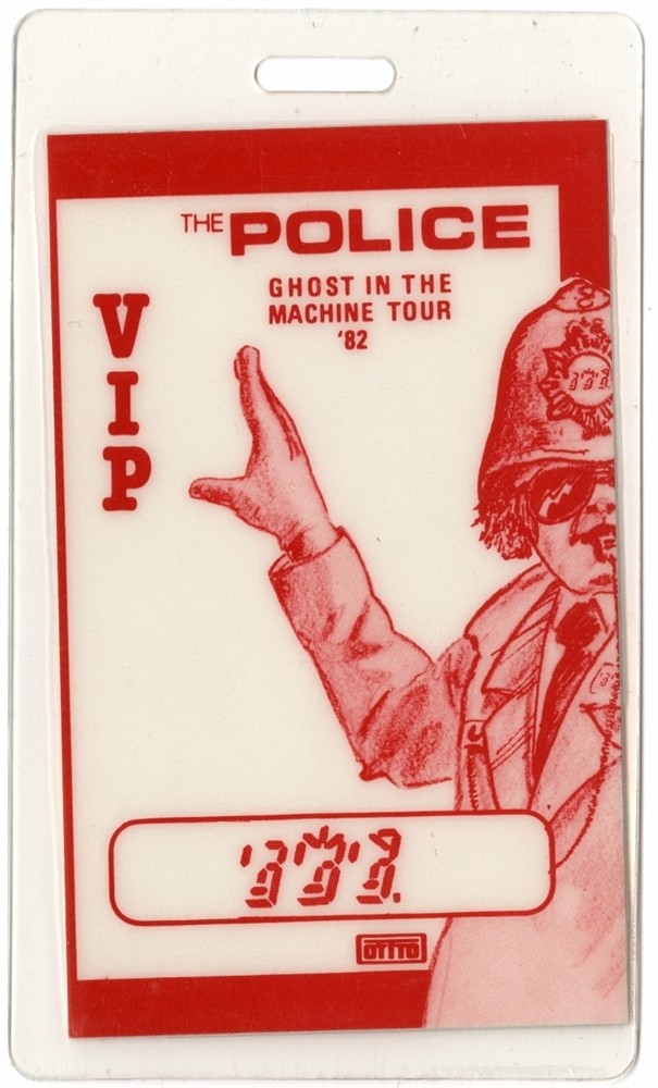 The Police 1982 Laminated Backstage Pass Ghost in Machine Tour Sting